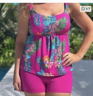 Floral Tankini Set with Pink Shorts